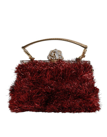 Dolce & Gabbana Red Gold Chain VANDA Tinsel Crystals Evening Clutch Bag - Beyzy Store - Dolce & Gabbana