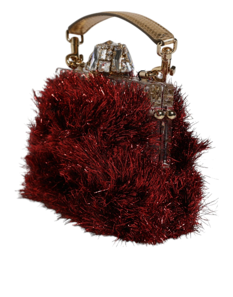 Dolce & Gabbana Red Gold Chain VANDA Tinsel Crystals Evening Clutch Bag - Beyzy Store - Dolce & Gabbana
