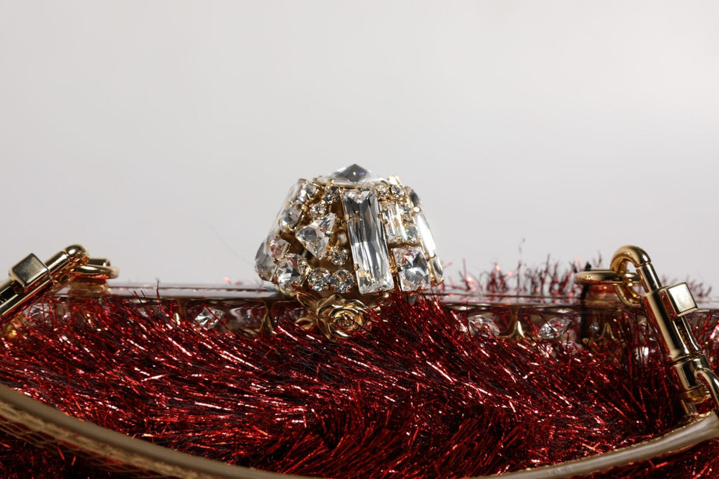 Dolce & Gabbana Red Gold Chain VANDA Tinsel Crystals Evening Clutch Bag - Beyzy Store - Dolce & Gabbana