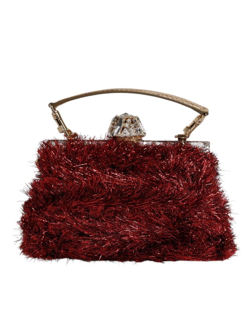 Dolce & Gabbana Red Gold Chain VANDA Tinsel Crystals Evening Clutch Bag - Beyzy Store - Dolce & Gabbana