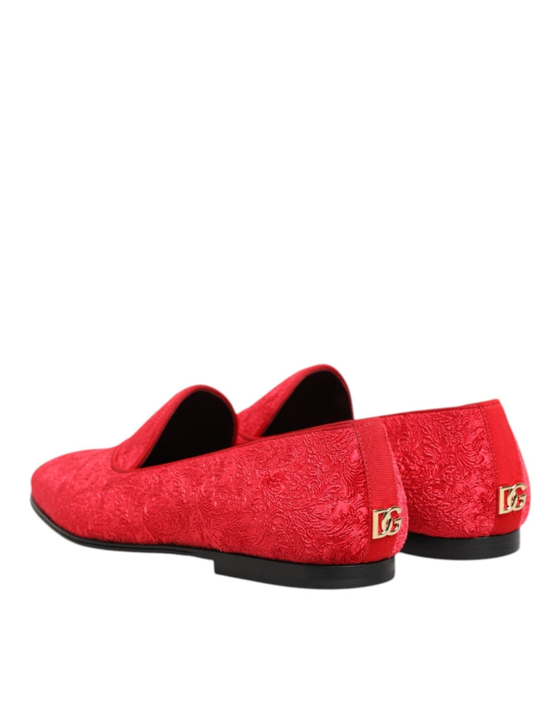 Dolce & Gabbana Red Jacquard Loafers Formal Men Dress Shoes - Beyzy Store - Dolce & Gabbana