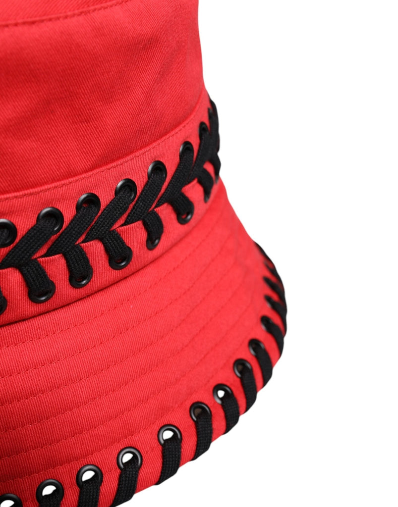 Dolce & Gabbana Red Lace Polyester Wide Brim Bucket Hat - Beyzy Store - Dolce & Gabbana