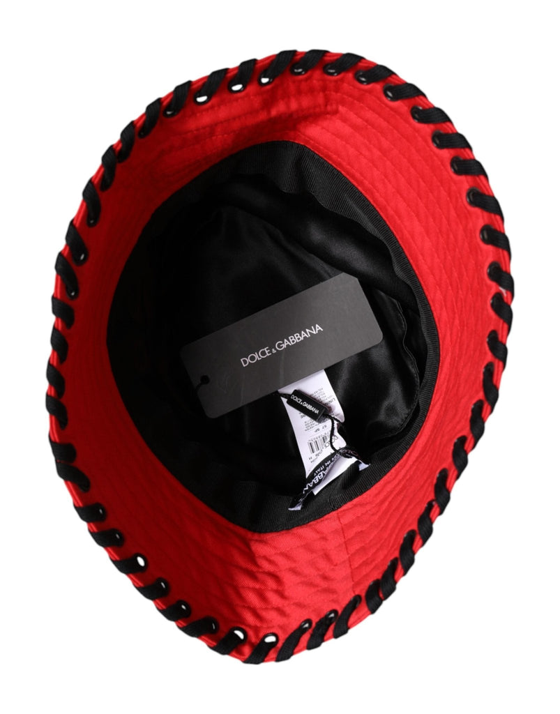 Dolce & Gabbana Red Lace Polyester Wide Brim Bucket Hat - Beyzy Store - Dolce & Gabbana