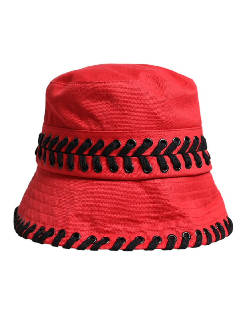 Dolce & Gabbana Red Lace Polyester Wide Brim Bucket Hat - Beyzy Store - Dolce & Gabbana