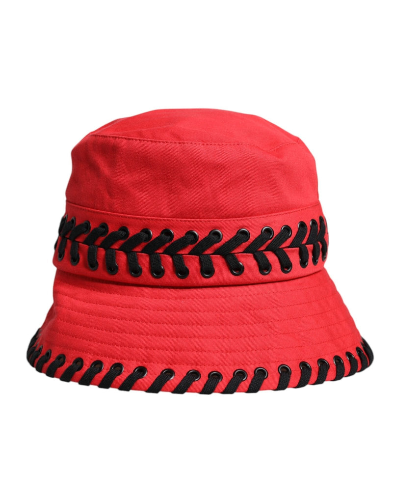 Dolce & Gabbana Red Lace Polyester Wide Brim Bucket Hat - Beyzy Store - Dolce & Gabbana