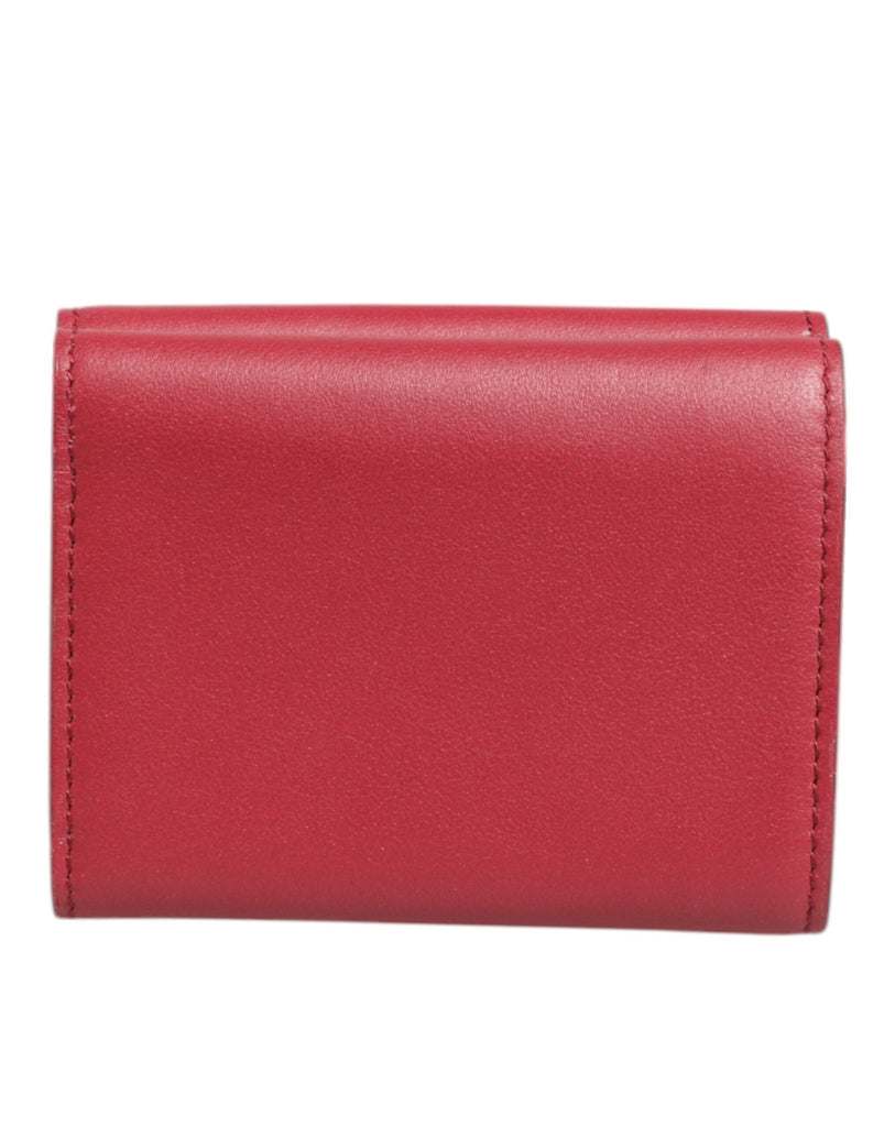 Dolce & Gabbana Red Leather Bold Logo Print Trifold Card Holder Wallet - Beyzy Store - Dolce & Gabbana