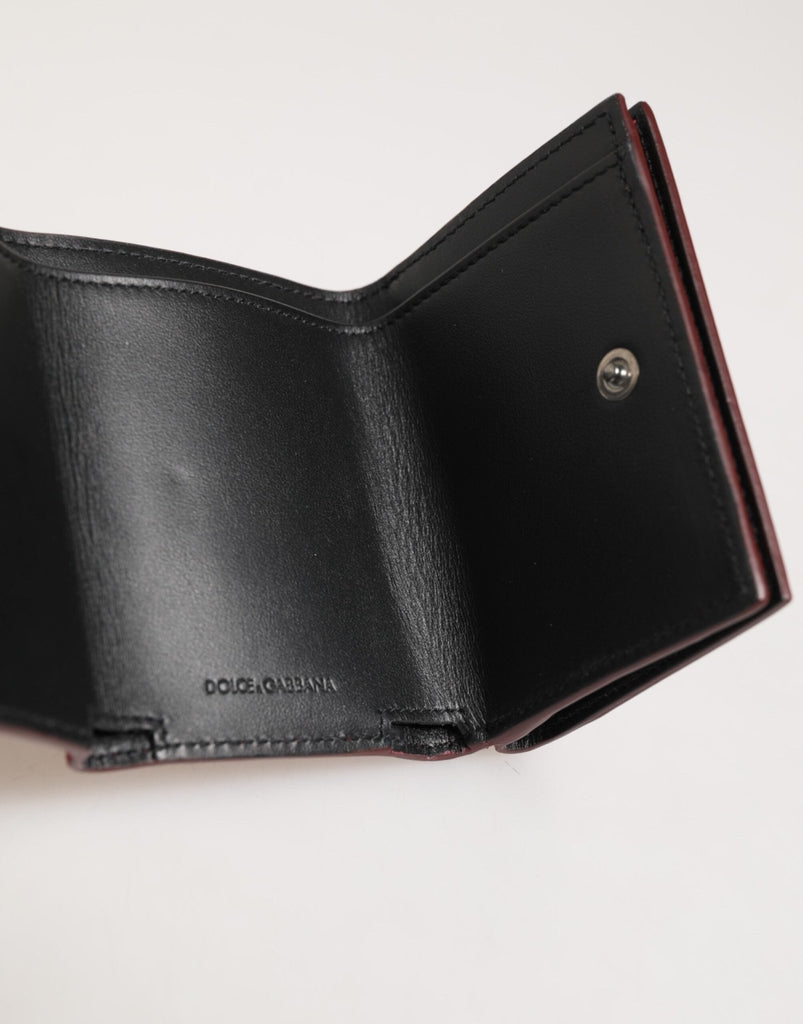 Dolce & Gabbana Red Leather Bold Logo Print Trifold Card Holder Wallet - Beyzy Store - Dolce & Gabbana