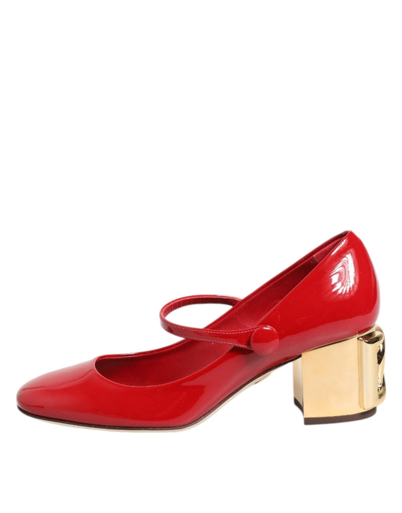 Dolce & Gabbana Red Leather DG Logo Heels Sandals Shoes - Beyzy Store - Dolce & Gabbana