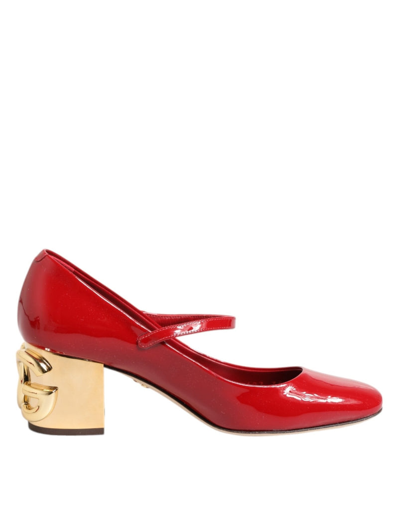 Dolce & Gabbana Red Leather DG Logo Heels Sandals Shoes - Beyzy Store - Dolce & Gabbana