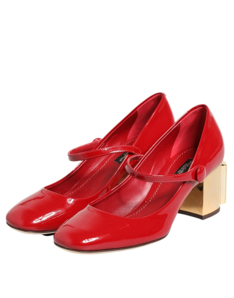 Dolce & Gabbana Red Leather DG Logo Heels Sandals Shoes - Beyzy Store - Dolce & Gabbana