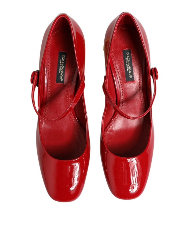 Dolce & Gabbana Red Leather DG Logo Heels Sandals Shoes - Beyzy Store - Dolce & Gabbana