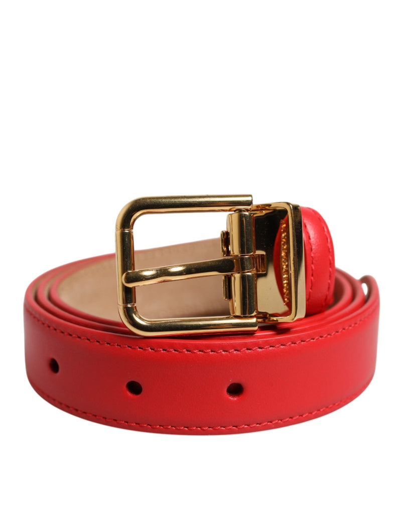 Dolce & Gabbana Red Leather Gold Metal Buckle Cintura Belt - Beyzy Store - Dolce & Gabbana