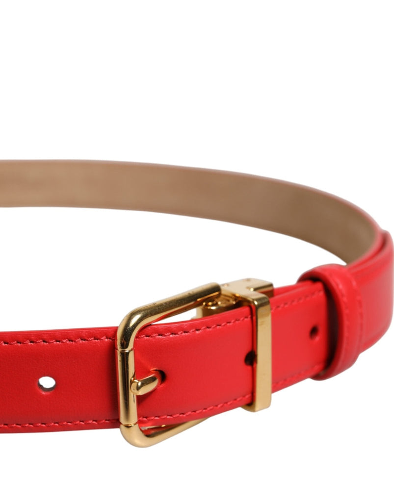 Dolce & Gabbana Red Leather Gold Metal Buckle Cintura Belt - Beyzy Store - Dolce & Gabbana