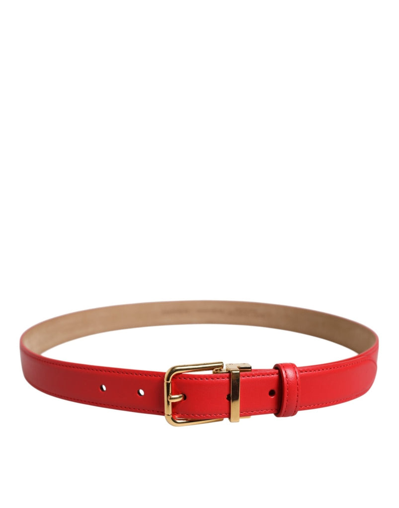 Dolce & Gabbana Red Leather Gold Metal Buckle Cintura Belt - Beyzy Store - Dolce & Gabbana