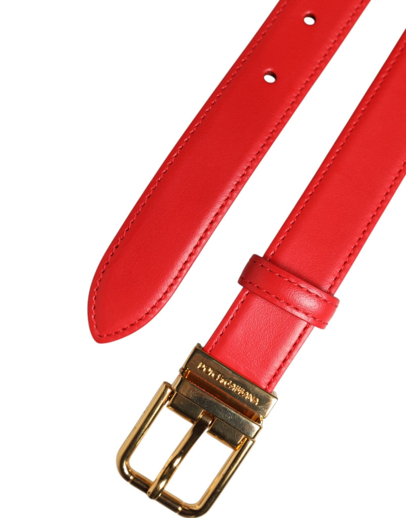 Dolce & Gabbana Red Leather Gold Metal Buckle Cintura Belt - Beyzy Store - Dolce & Gabbana