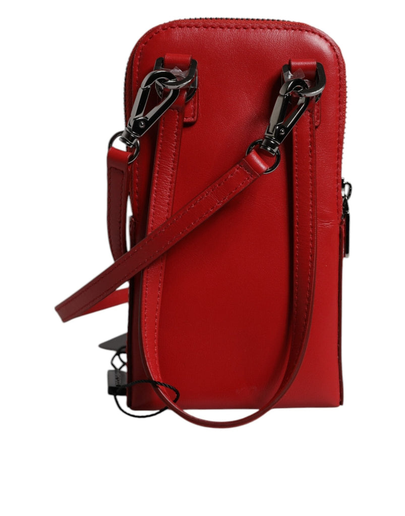 Dolce & Gabbana Red Leather Purse Phone Sling Crossbody Neck Strap Bag - Beyzy Store - Dolce & Gabbana