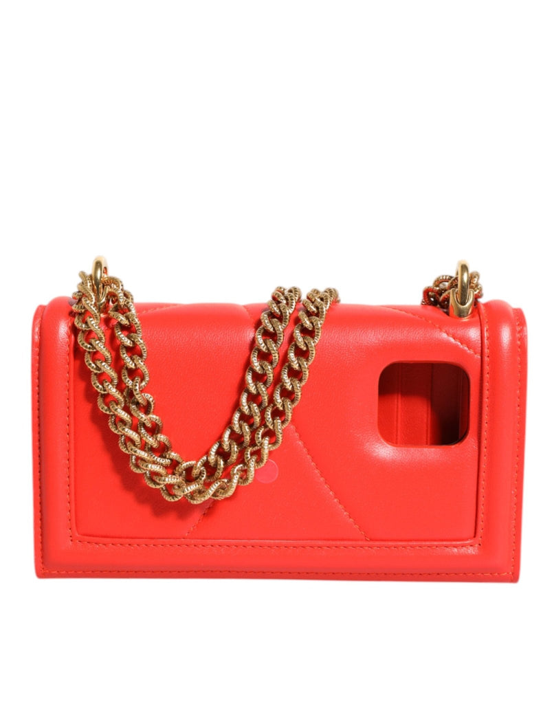 Dolce & Gabbana Red Leather Quilted Devotion Crossbody Phone Cover Bag - Beyzy Store - Dolce & Gabbana