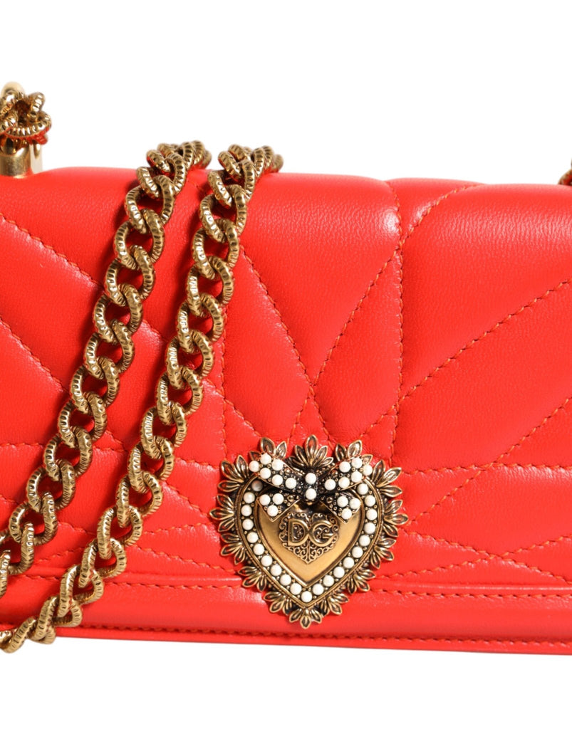 Dolce & Gabbana Red Leather Quilted Devotion Crossbody Phone Cover Bag - Beyzy Store - Dolce & Gabbana