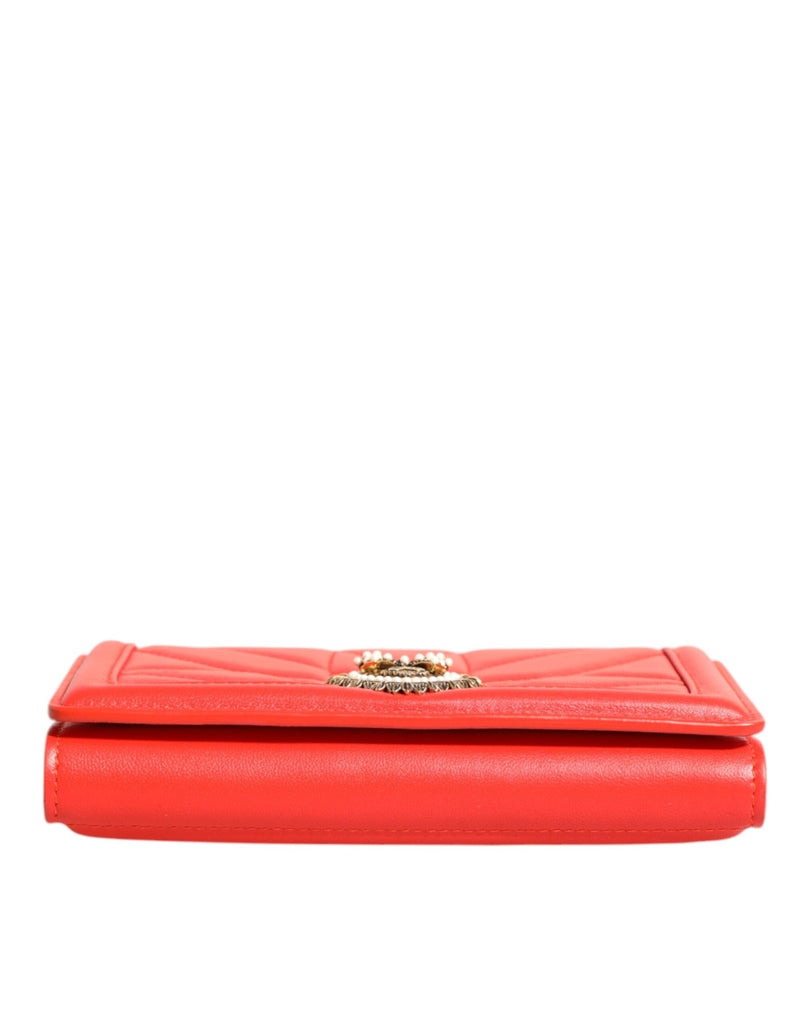Dolce & Gabbana Red Leather Quilted Devotion Crossbody Phone Cover Bag - Beyzy Store - Dolce & Gabbana