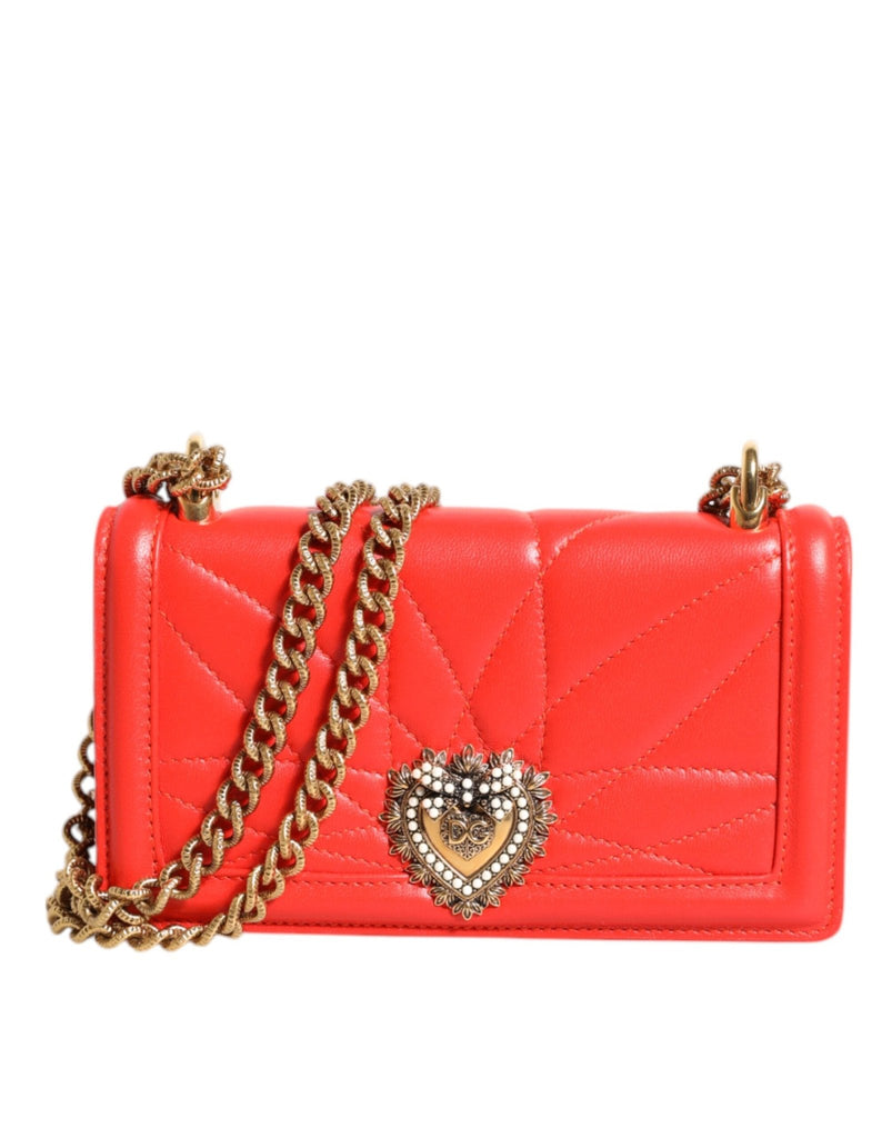 Dolce & Gabbana Red Leather Quilted Devotion Crossbody Phone Cover Bag - Beyzy Store - Dolce & Gabbana