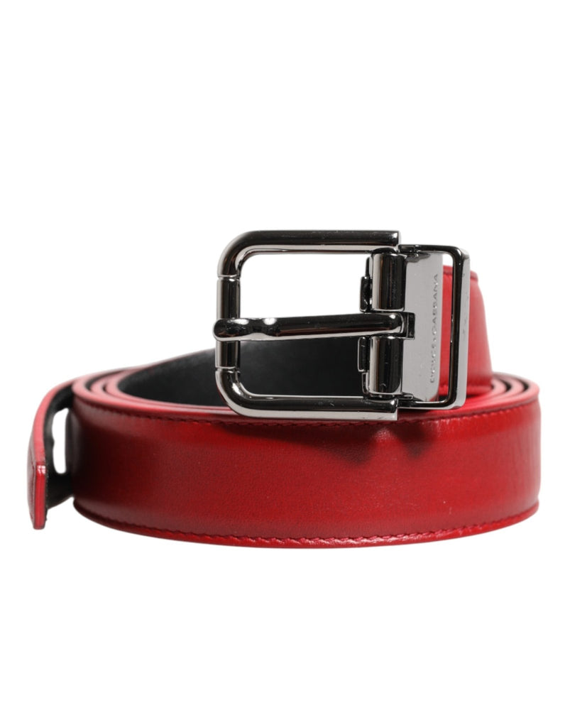 Dolce & Gabbana Red Leather Silver Tone Metal Buckle Belt - Beyzy Store - Dolce & Gabbana