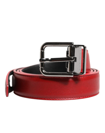 Dolce & Gabbana Red Leather Silver Tone Metal Buckle Belt - Beyzy Store - Dolce & Gabbana