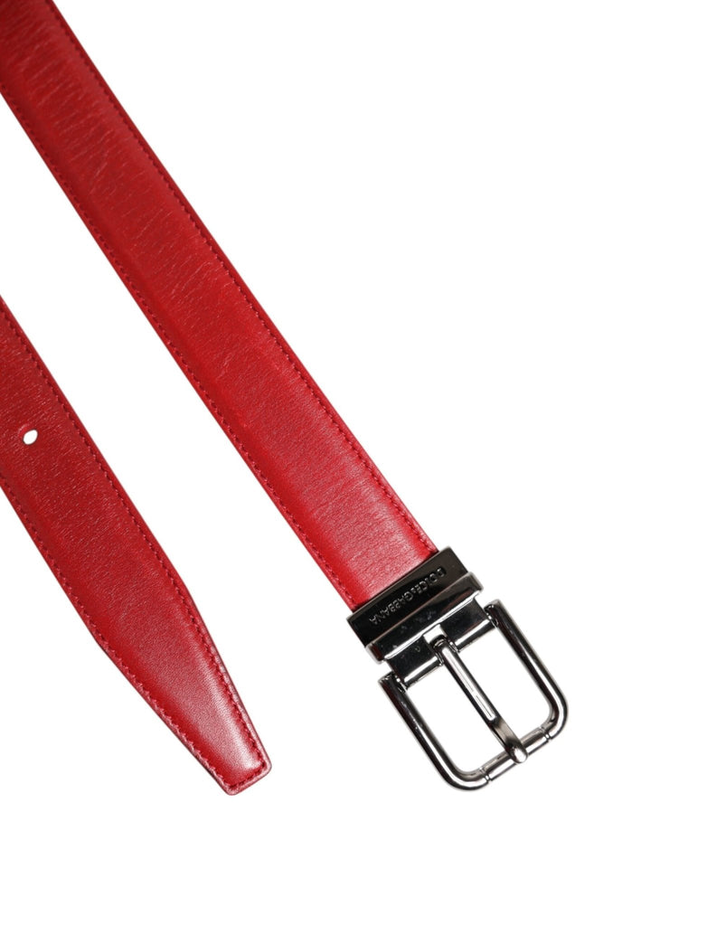 Dolce & Gabbana Red Leather Silver Tone Metal Buckle Belt - Beyzy Store - Dolce & Gabbana