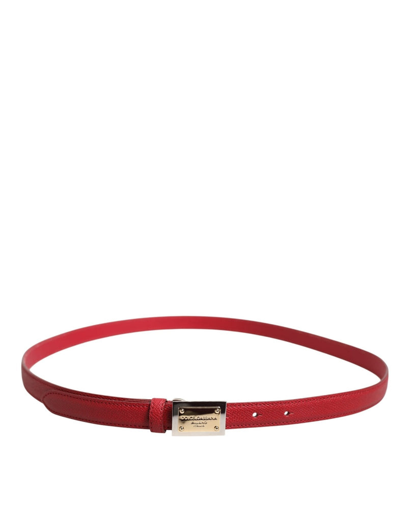 Dolce & Gabbana Red Leather Square Metal Buckle Cintura Belt - Beyzy Store - Dolce & Gabbana