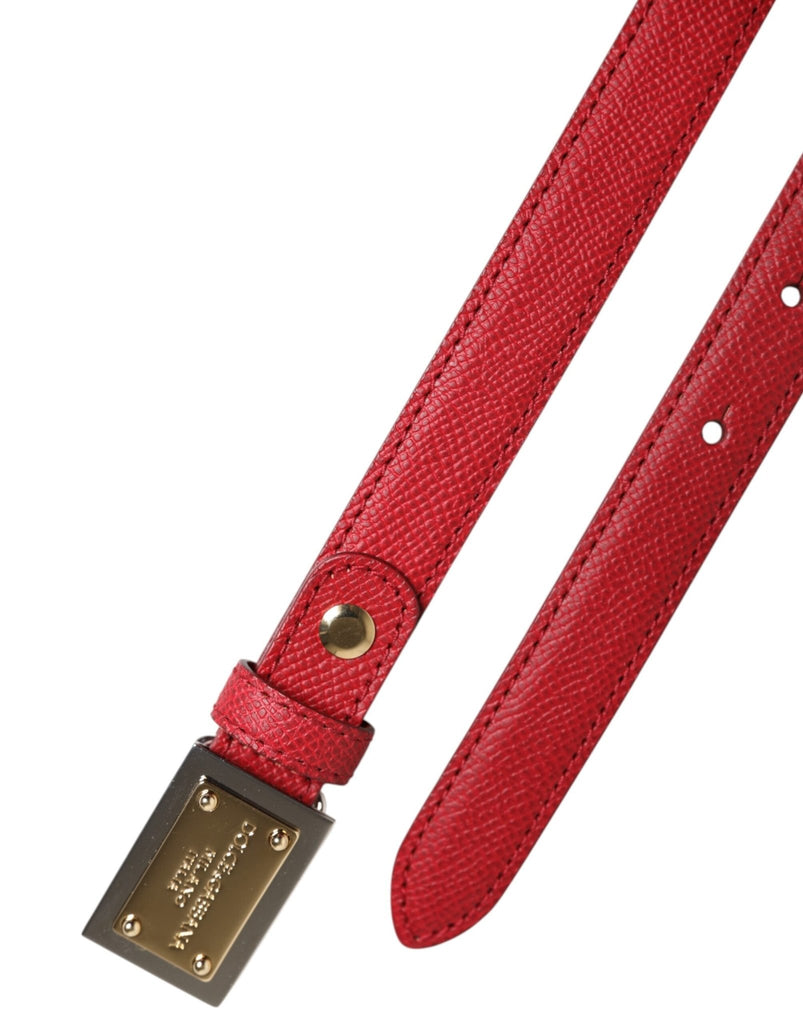 Dolce & Gabbana Red Leather Square Metal Buckle Cintura Belt - Beyzy Store - Dolce & Gabbana