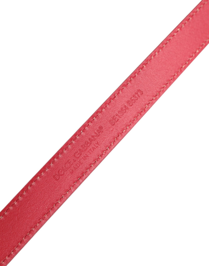 Dolce & Gabbana Red Leather Square Metal Buckle Cintura Belt - Beyzy Store - Dolce & Gabbana