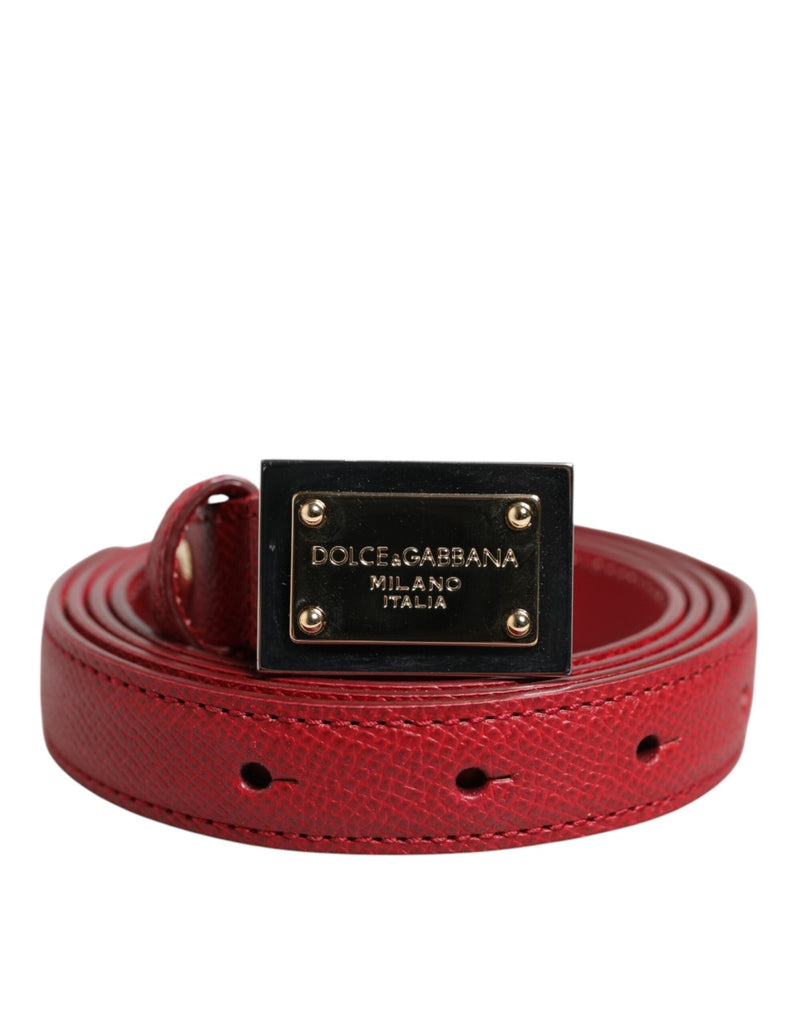 Dolce & Gabbana Red Leather Square Metal Buckle Cintura Belt - Beyzy Store - Dolce & Gabbana