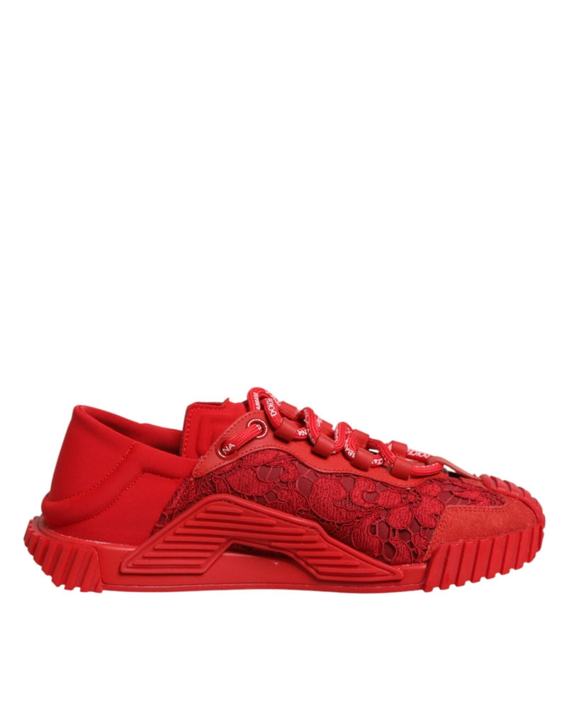 Dolce & Gabbana Red Logo Lace Low Top NS1 Sneakers Shoes - Beyzy Store - Dolce & Gabbana