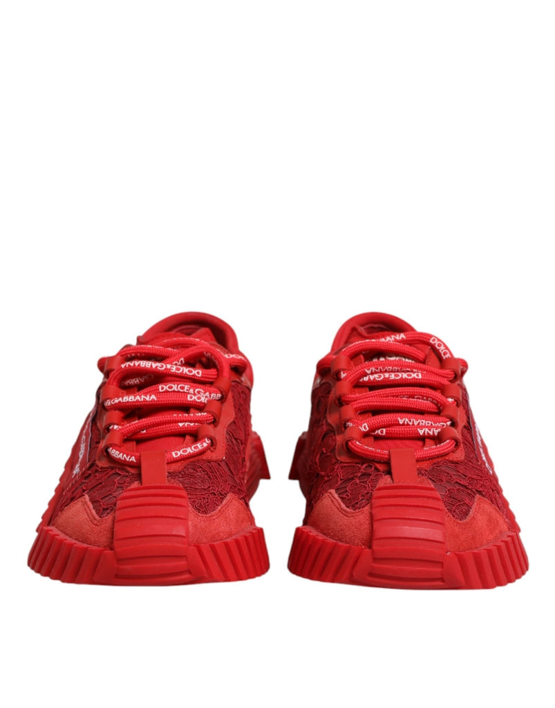 Dolce & Gabbana Red Logo Lace Low Top NS1 Sneakers Shoes - Beyzy Store - Dolce & Gabbana