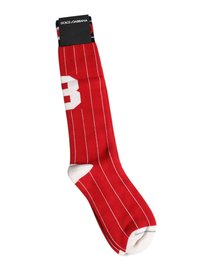 Dolce & Gabbana Red Printed Cotton Mid Calf Men Socks - Beyzy Store - Dolce & Gabbana