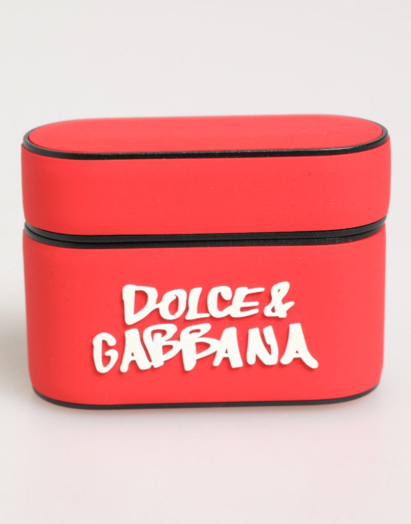 Dolce & Gabbana Red PVC DG Logo Embossed Men Flip Holder Airpods Case - Beyzy Store - Dolce & Gabbana