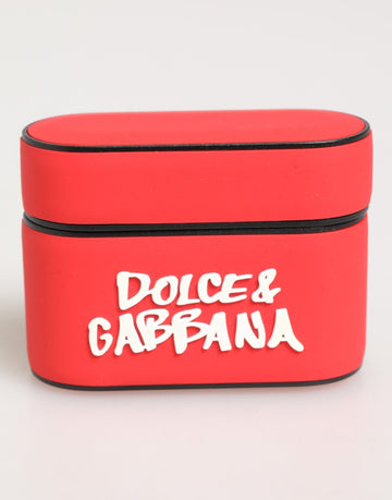 Dolce & Gabbana Red PVC DG Logo Embossed Men Flip Holder Airpods Case - Beyzy Store - Dolce & Gabbana