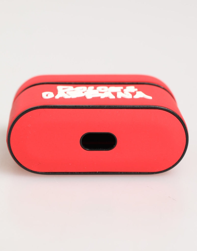 Dolce & Gabbana Red PVC DG Logo Embossed Men Flip Holder Airpods Case - Beyzy Store - Dolce & Gabbana