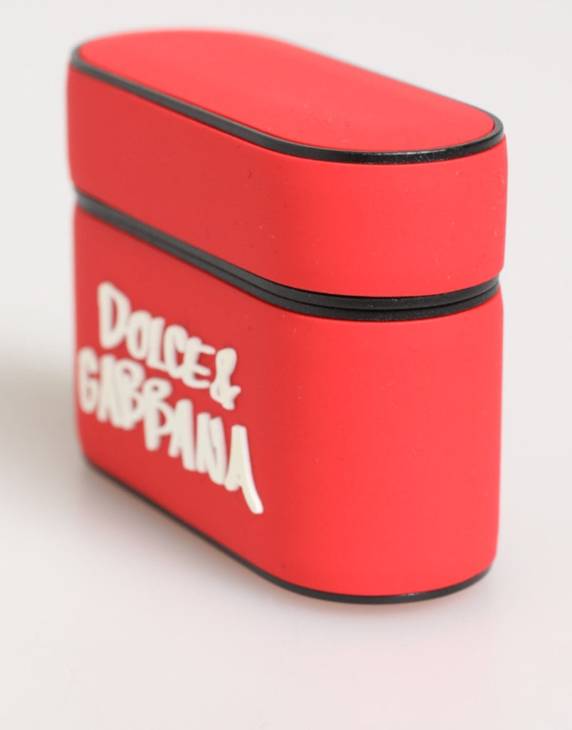Dolce & Gabbana Red PVC DG Logo Embossed Men Flip Holder Airpods Case - Beyzy Store - Dolce & Gabbana