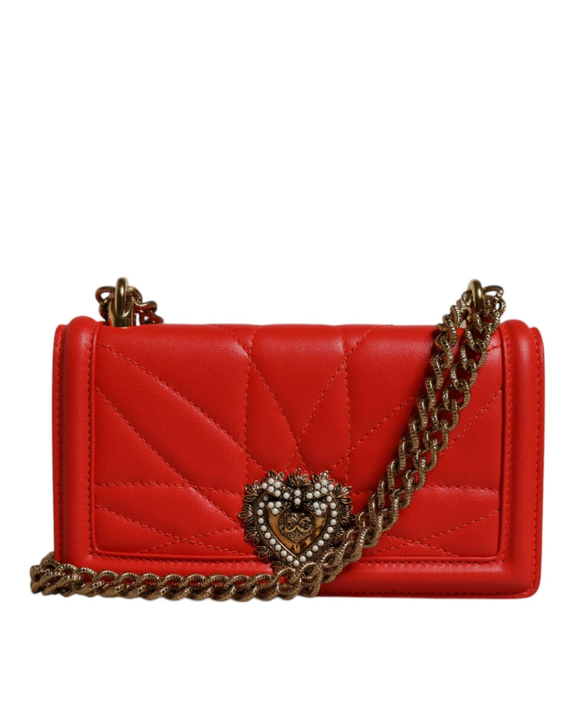 Dolce & Gabbana Red Quilted Devotion Crossbody Chain Phone Cover Bag - Beyzy Store - Dolce & Gabbana