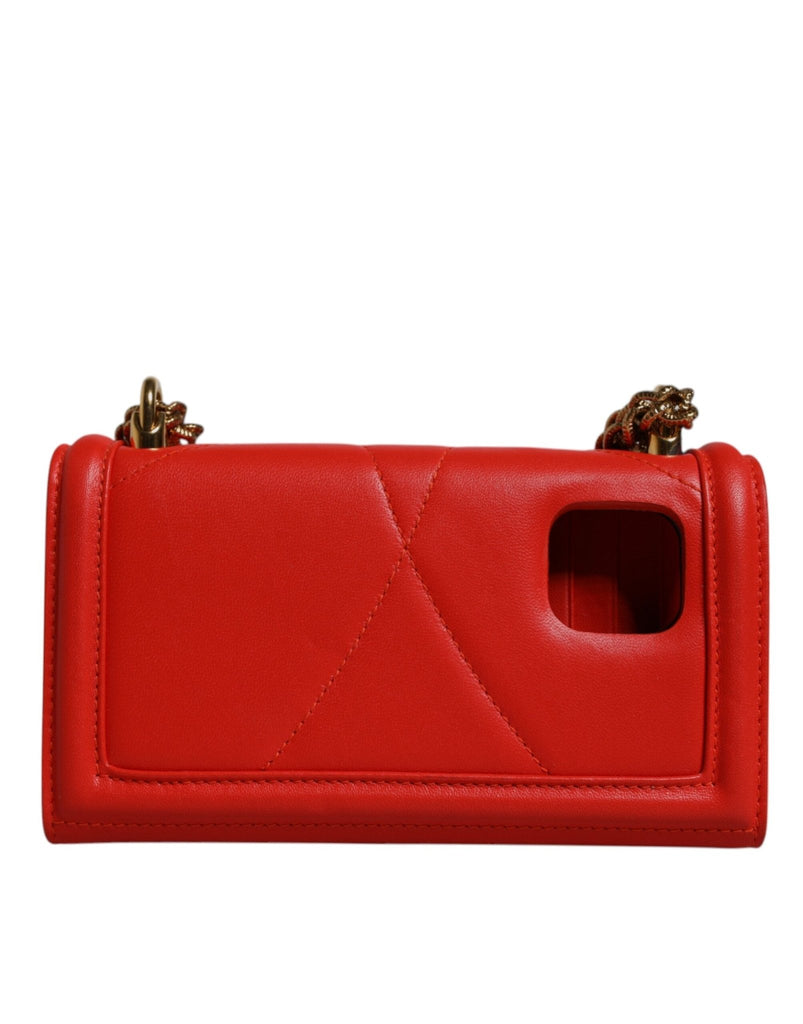 Dolce & Gabbana Red Quilted Devotion Crossbody Chain Phone Cover Bag - Beyzy Store - Dolce & Gabbana