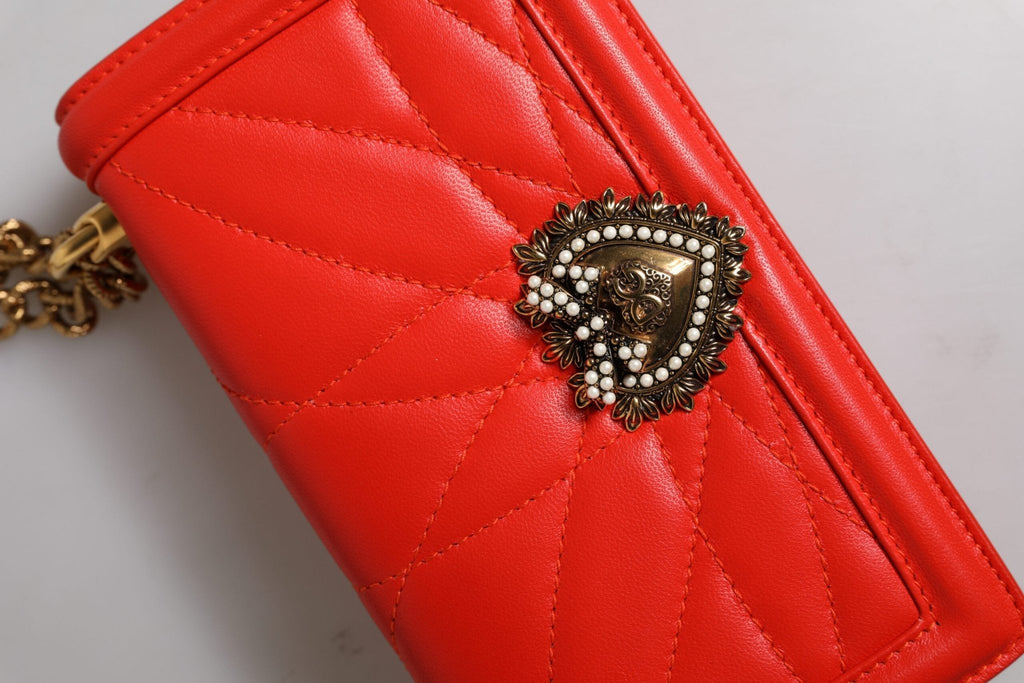 Dolce & Gabbana Red Quilted Devotion Crossbody Chain Phone Cover Bag - Beyzy Store - Dolce & Gabbana