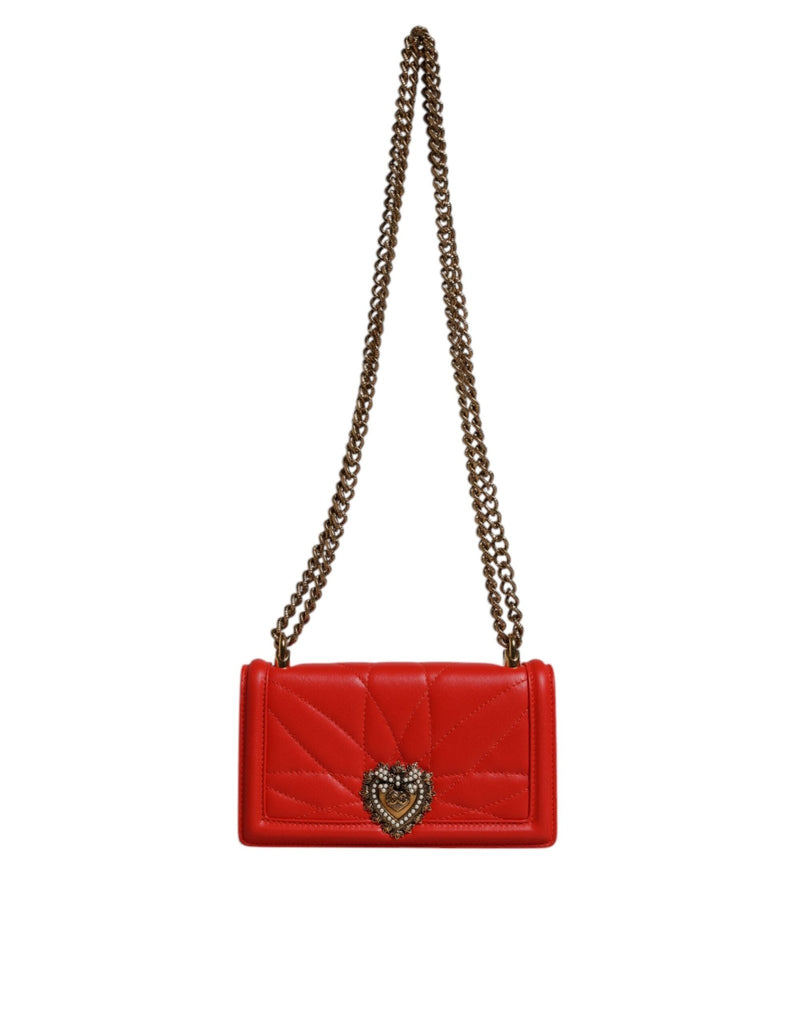 Dolce & Gabbana Red Quilted Devotion Crossbody Chain Phone Cover Bag - Beyzy Store - Dolce & Gabbana