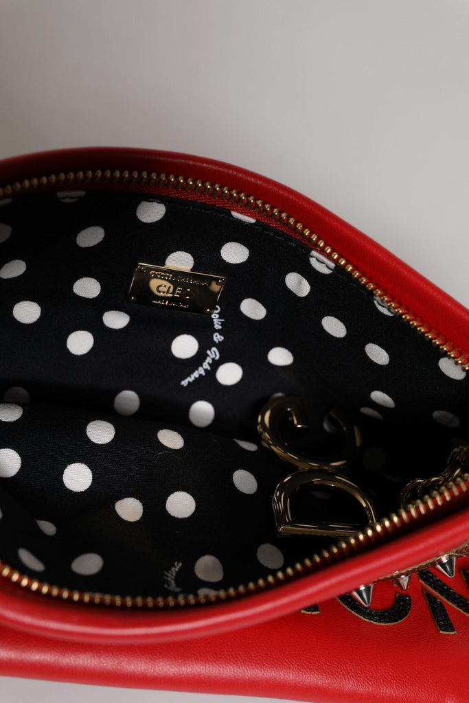 Dolce & Gabbana Red Revolutions Embellished Leather Clutch Bag - Beyzy Store - Dolce & Gabbana
