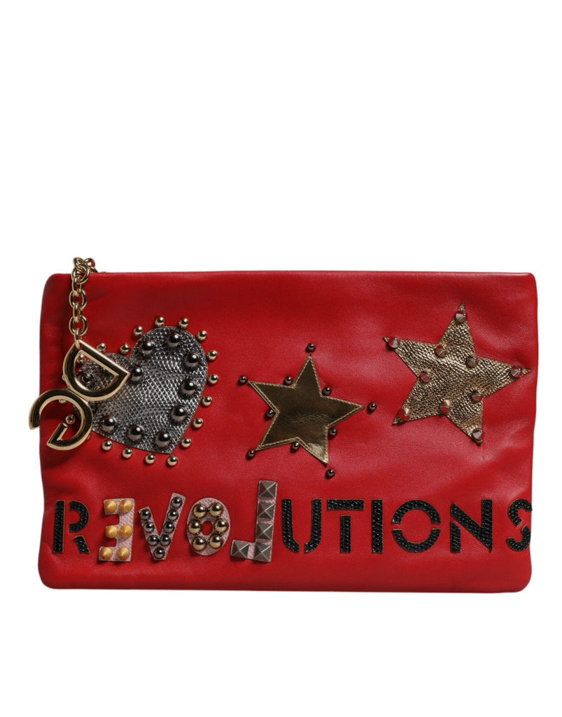Dolce & Gabbana Red Revolutions Embellished Leather Clutch Bag - Beyzy Store - Dolce & Gabbana