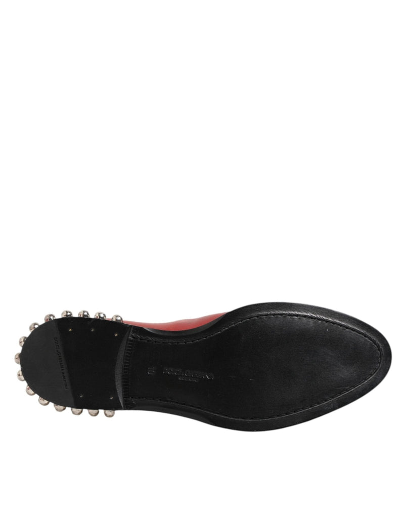Dolce & Gabbana Red Studded Chelsea Short Ankle Boots Shoes - Beyzy Store - Dolce & Gabbana