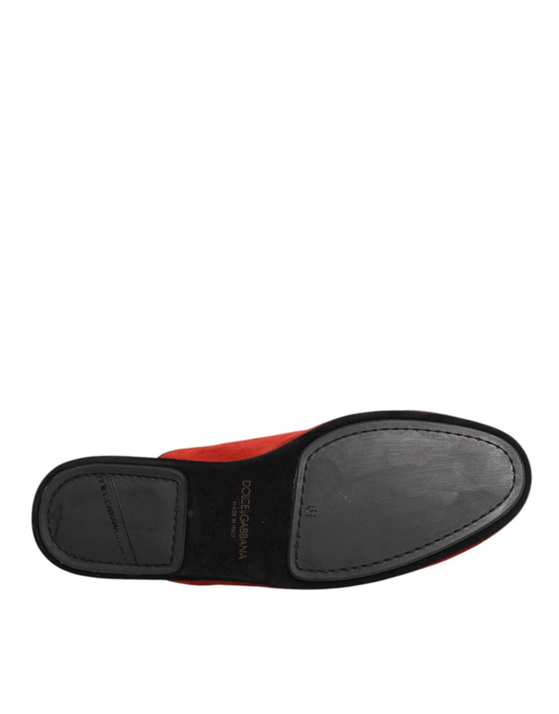 Dolce & Gabbana Red Suede DG King Men House Slippers Shoes - Beyzy Store - Dolce & Gabbana