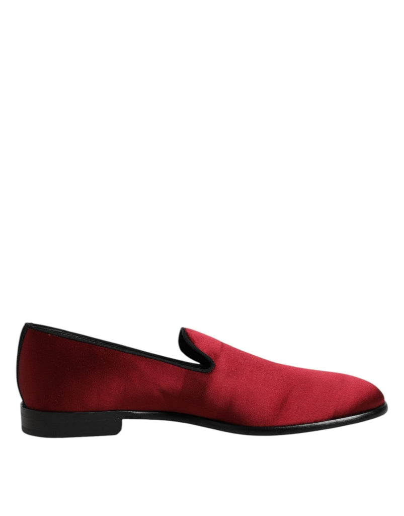 Dolce & Gabbana Red Velvet Slip On Loafers Formal Shoes - Beyzy Store - Dolce & Gabbana