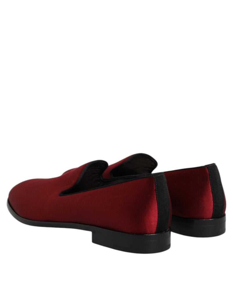 Dolce & Gabbana Red Velvet Slip On Loafers Formal Shoes - Beyzy Store - Dolce & Gabbana