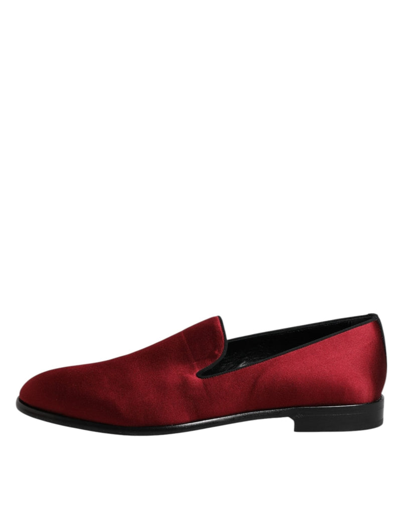 Dolce & Gabbana Red Velvet Slip On Loafers Formal Shoes - Beyzy Store - Dolce & Gabbana