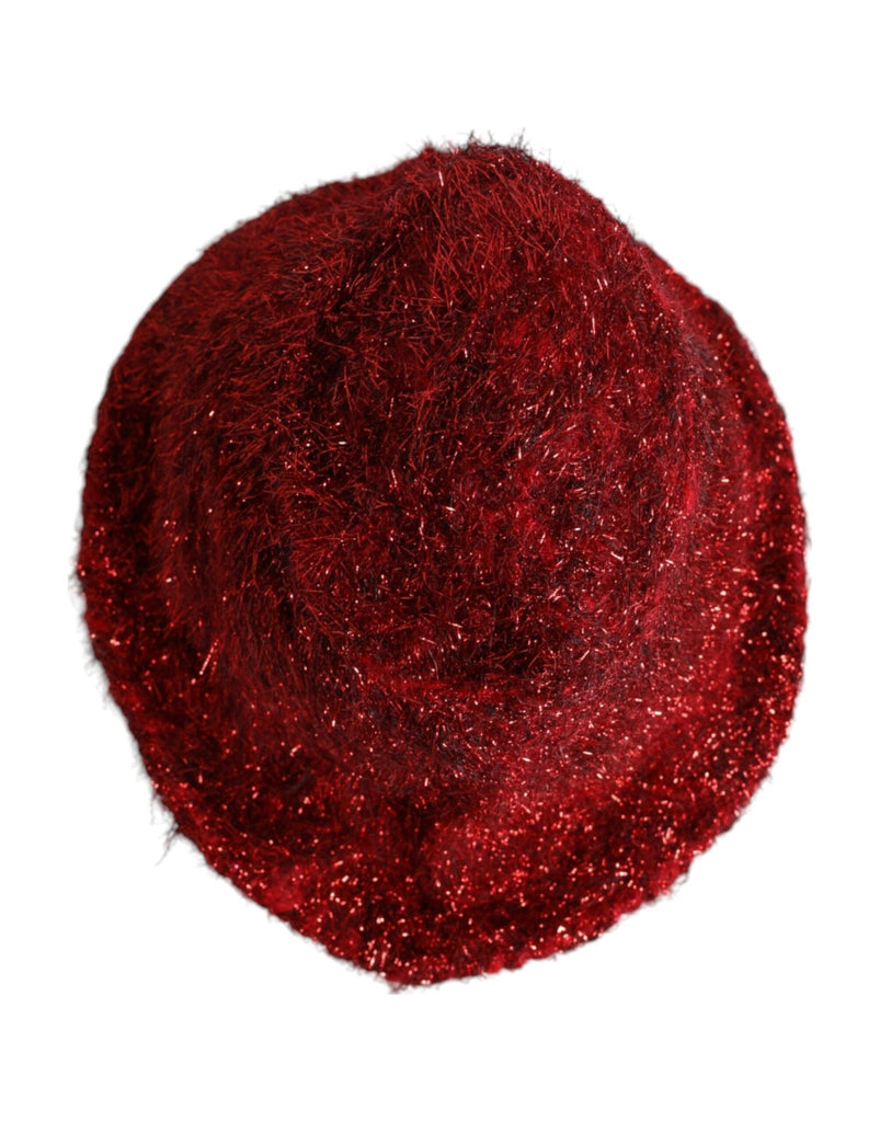 Dolce & Gabbana Red Viscose Tinsel Wide Brim Bucket Hat - Beyzy Store - Dolce & Gabbana